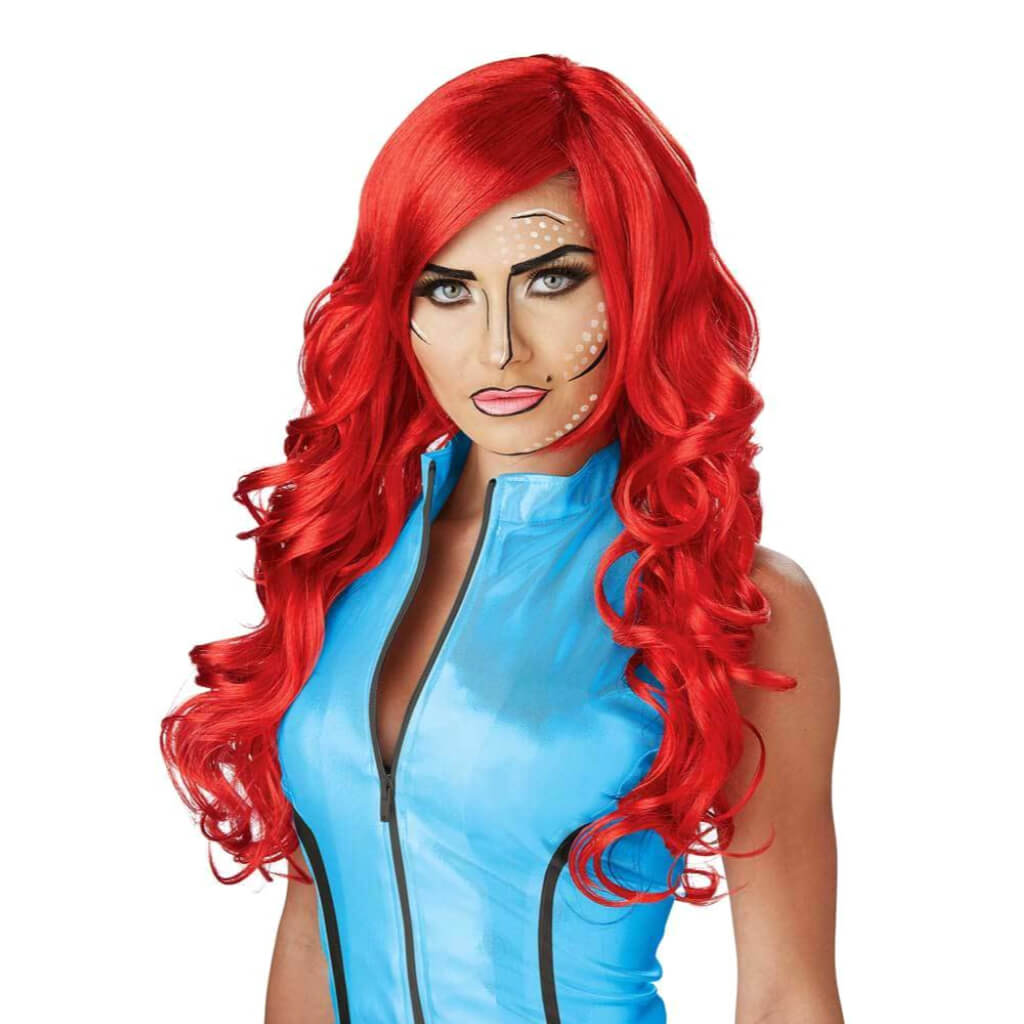 Pop Art Superhero Wig - Red