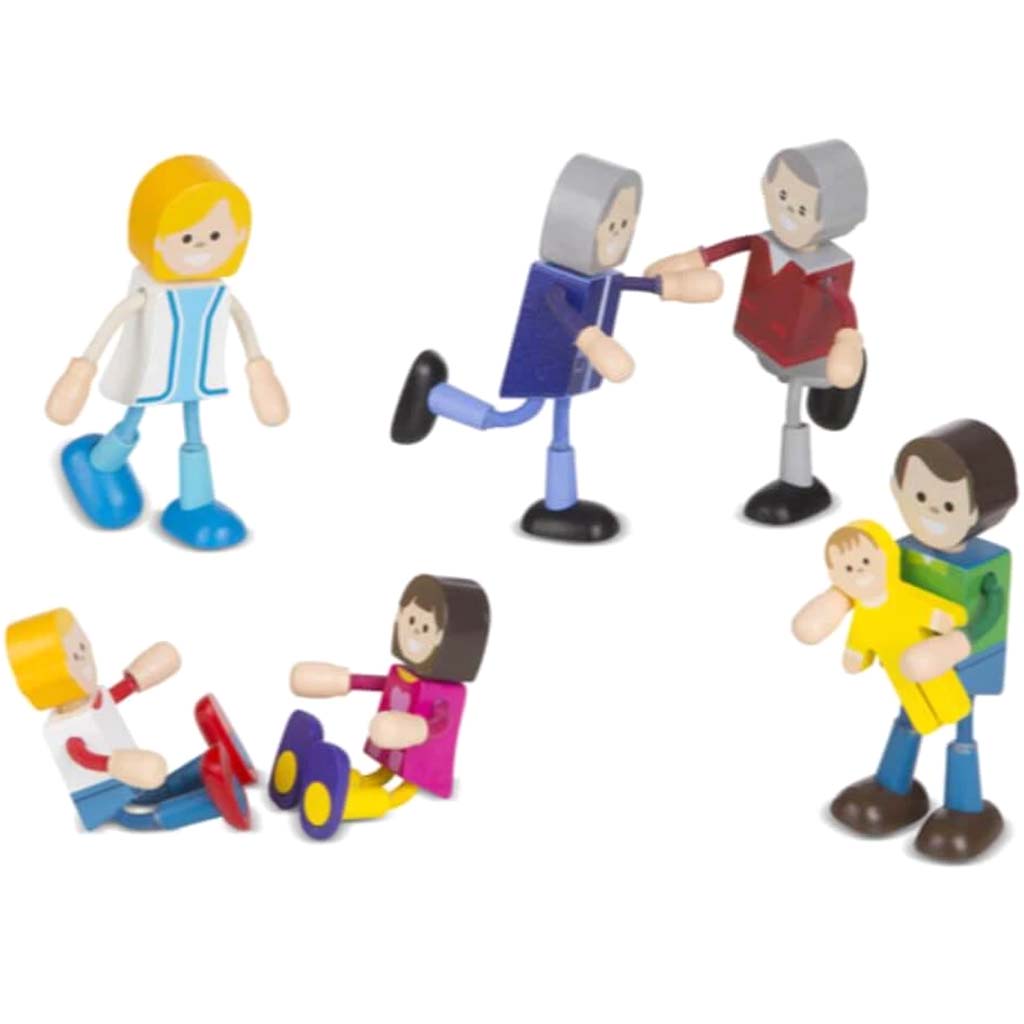 Wooden Flexible Figures Caucasian Family 