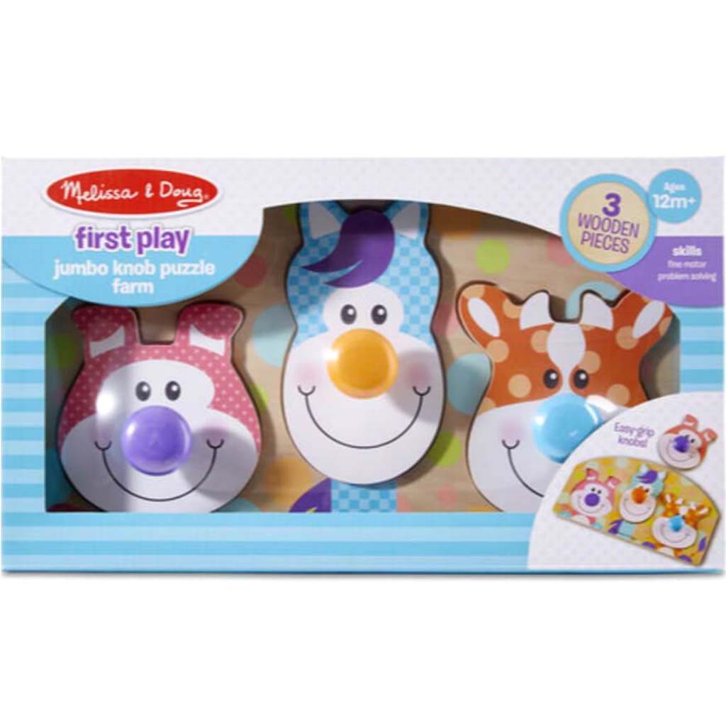 First Play Wooden Jumbo Knob Farm Animal Puzzle 