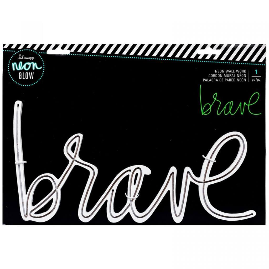 Neon Glow Wall Word Brave