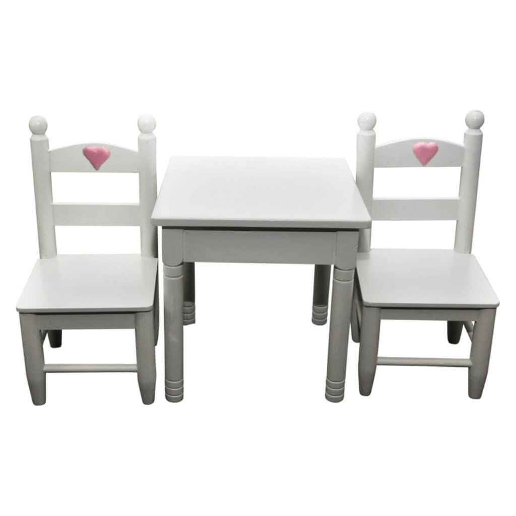 The Queen's Treasure 18in Doll Furniture White Wooden Kitchen Table and 2 Chairs