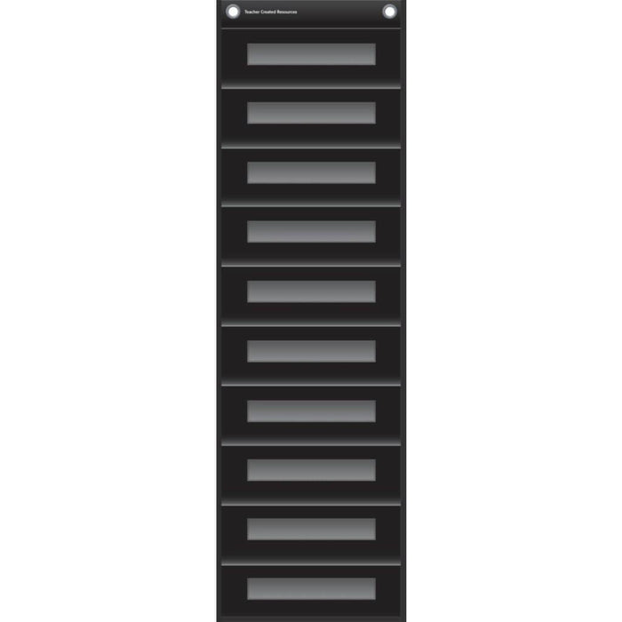 Black 10 Pocket File Storage Pocket Chart 