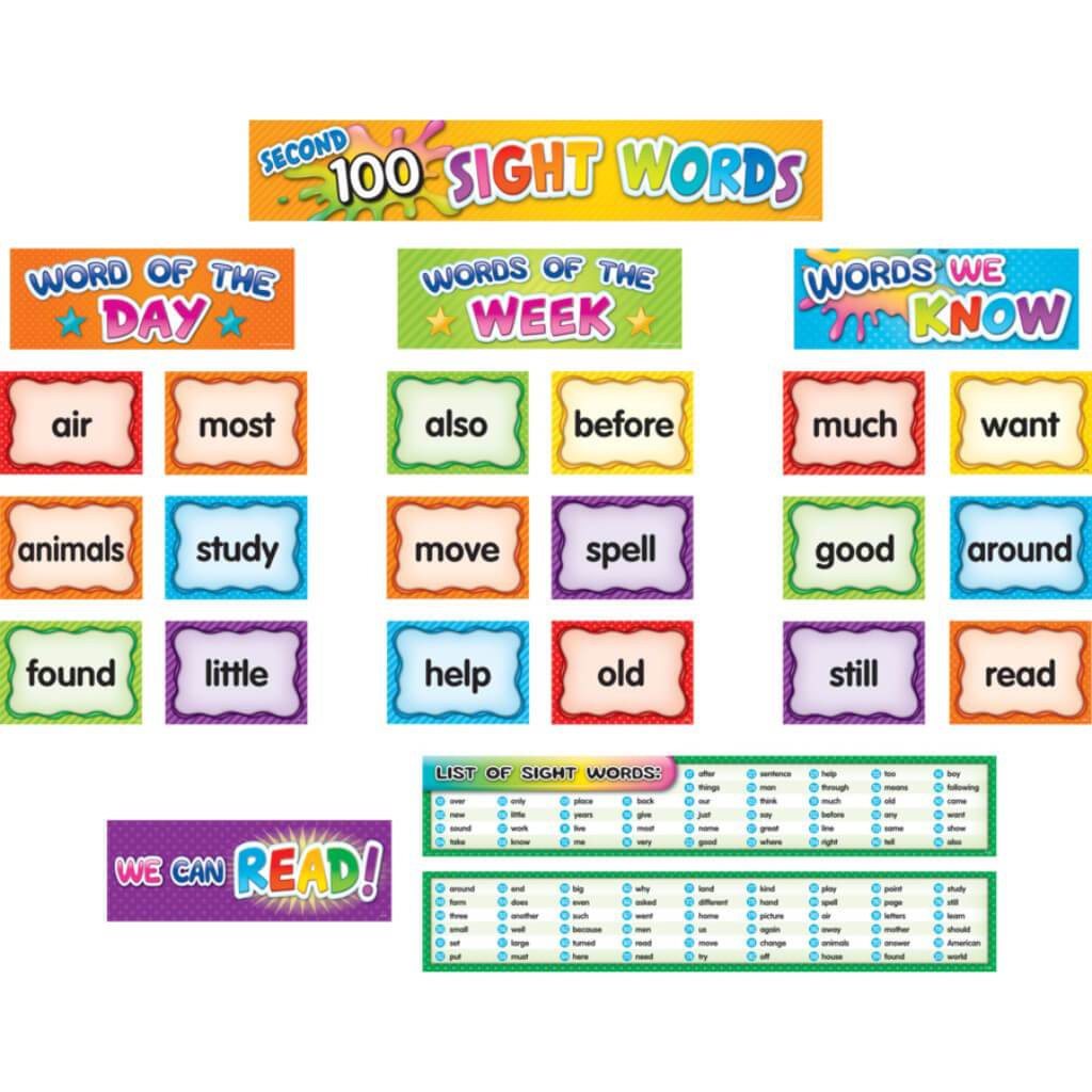 Second 100 Sight Words Pocket Chart Cards 