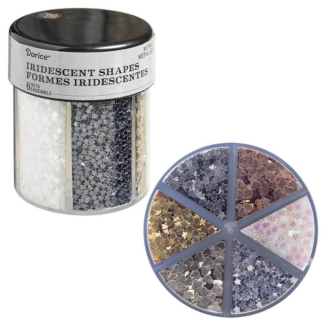 Shaped Glitter Caddy: Metallic Hearts &amp; Stars 6-Color