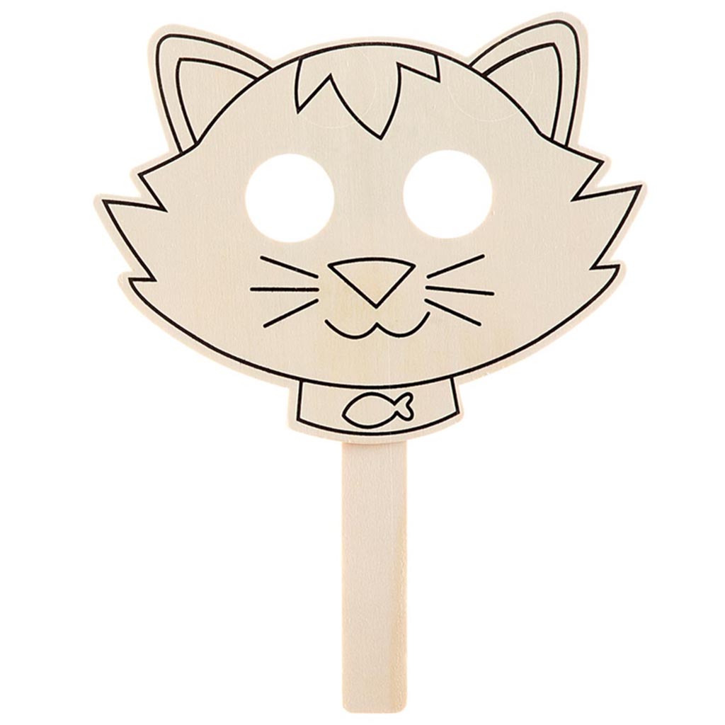 Wood Coloring Mask Cat