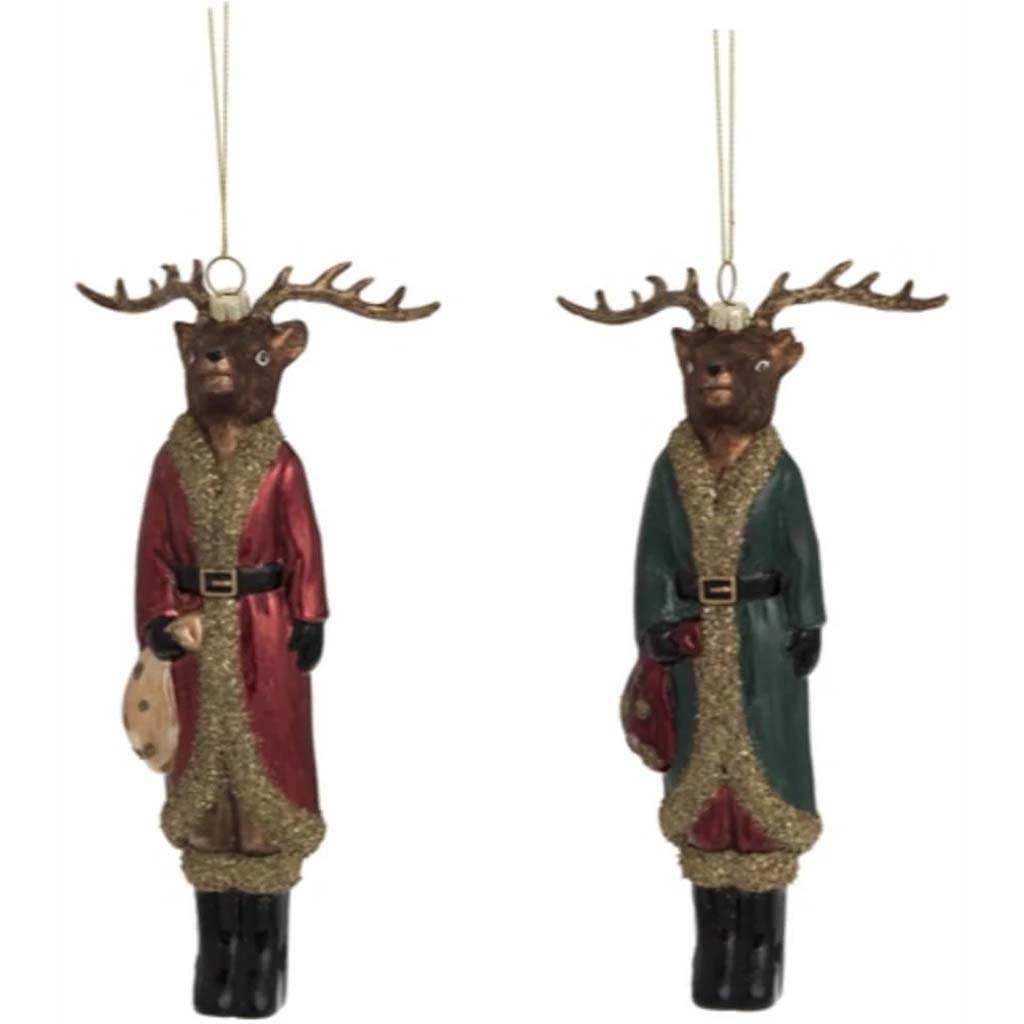 Glass Dressed Reindeer Orn 2 Asst 