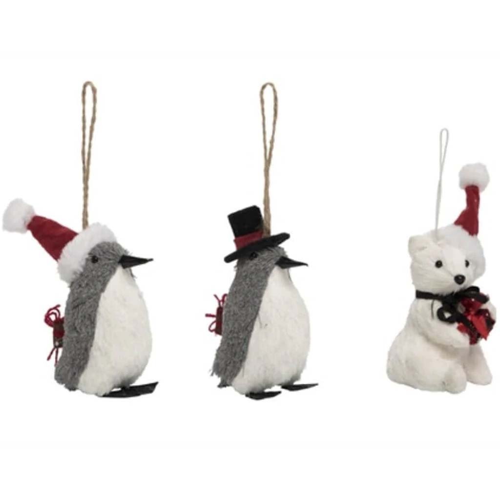 Natural Dressed Animal Ornaments 3 Asst 
