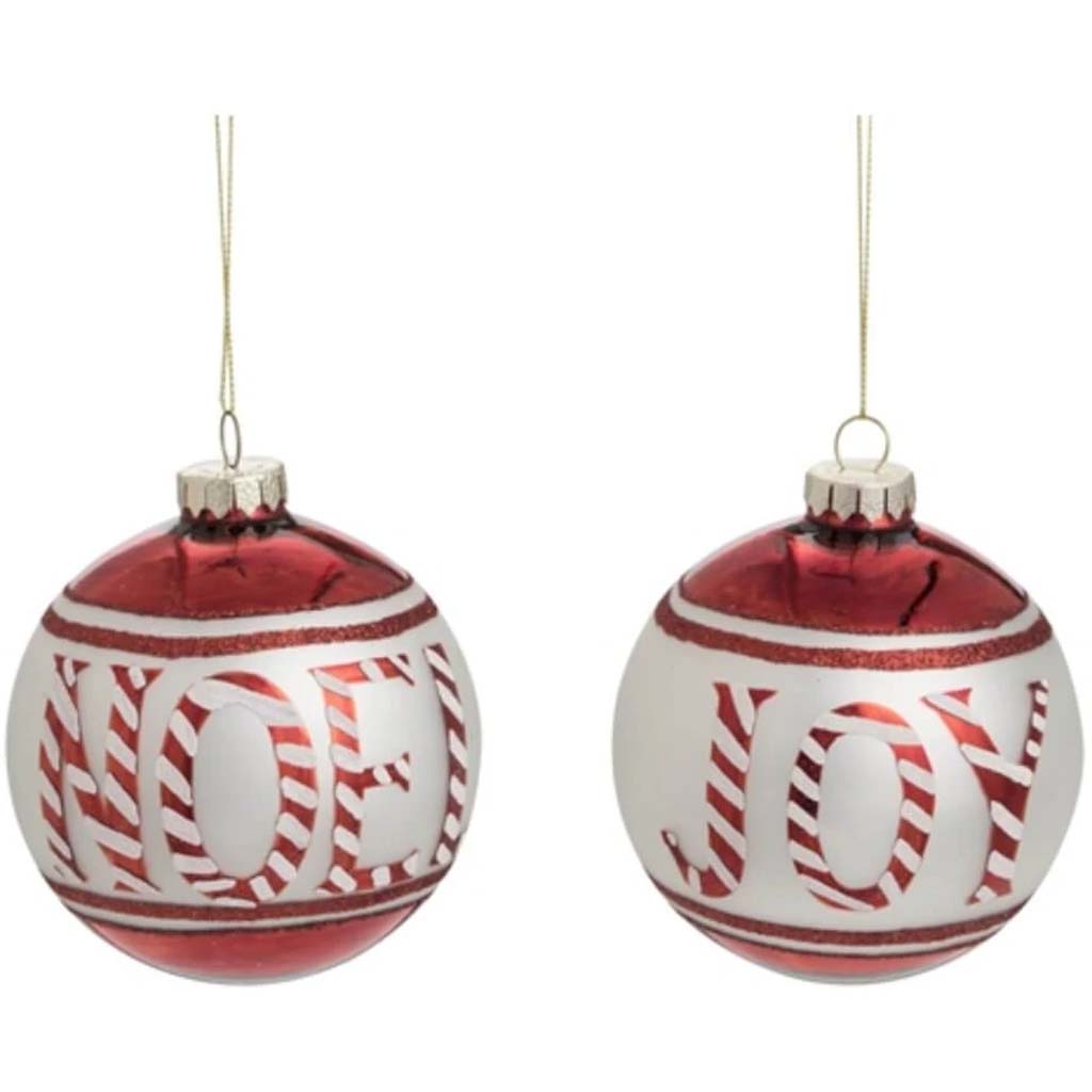 Glass Joy/Noel Ball Ornament 2 Asst 