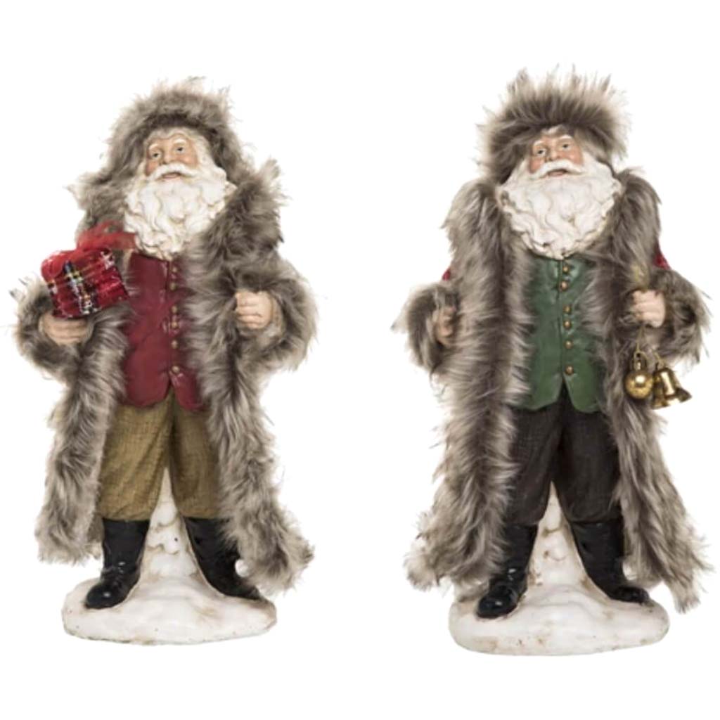 Paper Pulp Plaid Cape Santa Fig 2 Asst 