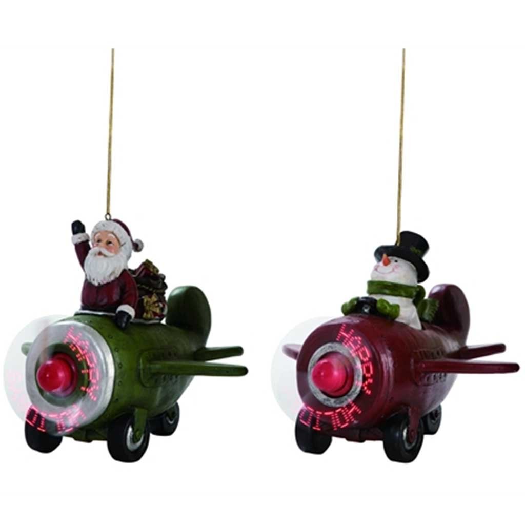 Resin Light Up Mini Santa/Snowman Airplane