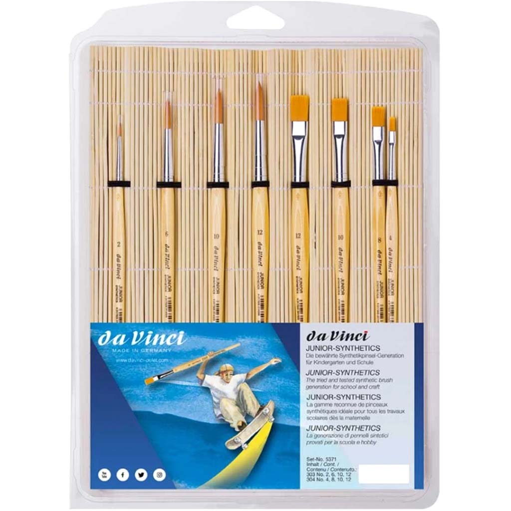 JUNIOR SET IN BAMBOO MAT 8 BRUSHES SYNTHETIC FIBRE 