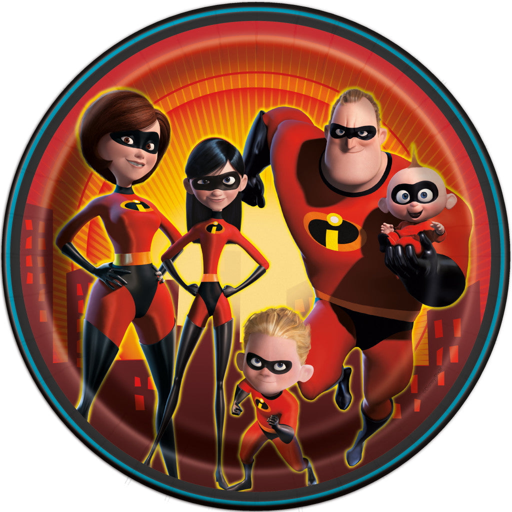 The Incredibles 2 Round 9in Plates, 8ct 