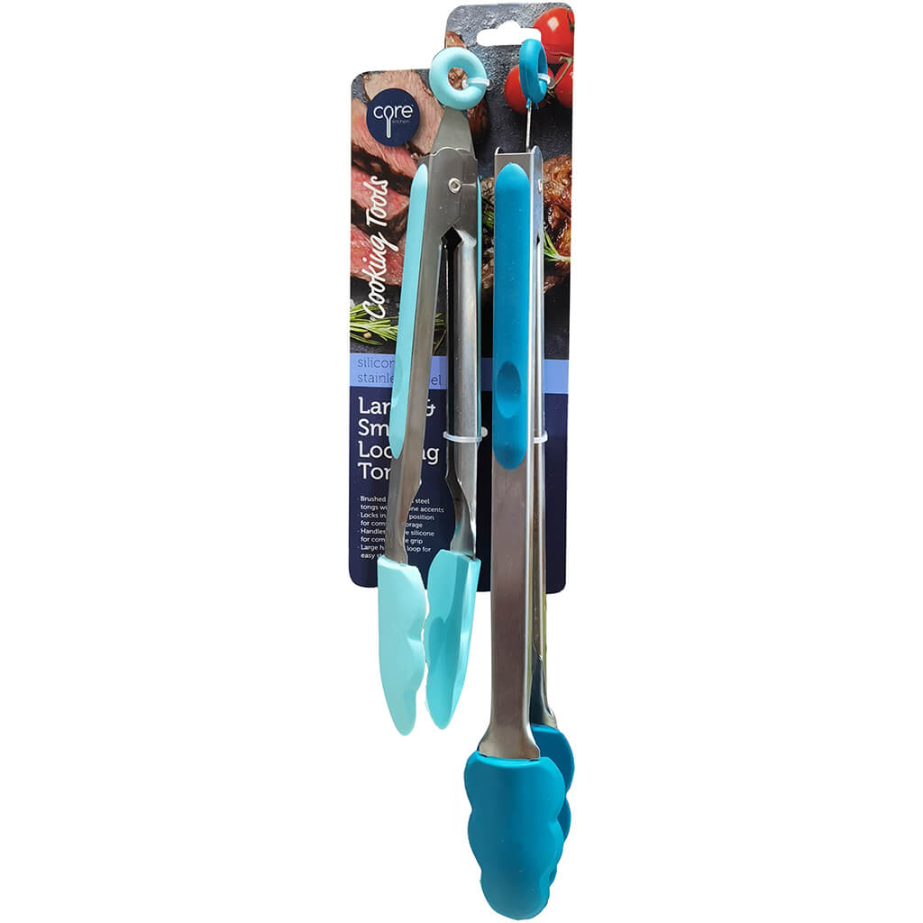 Stainless Steel Locking Tongs Set of 2