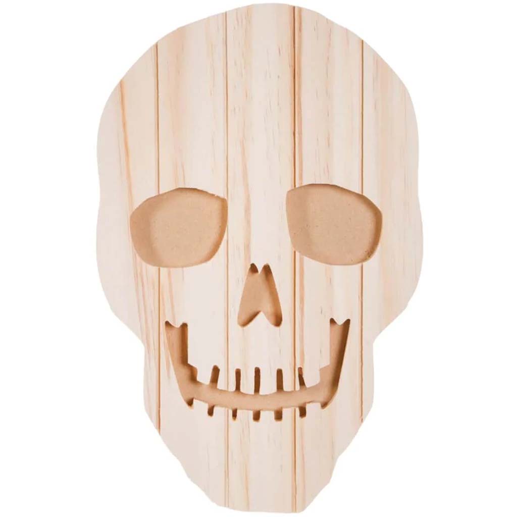 WOOD CARVED SKELTON FACE W MDF 