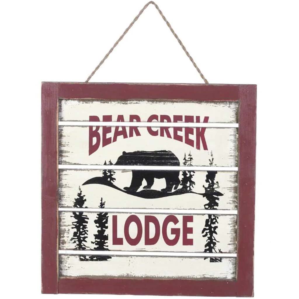 WOOD PLAQUE BEAR 12IN 