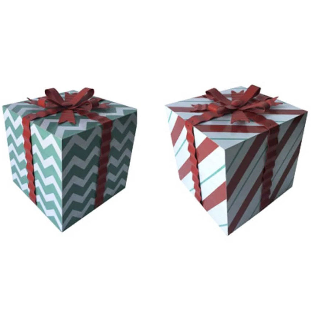 Gift Box DECORation: MDF, 6 x 6.6 3in, 2 Assorted Styles