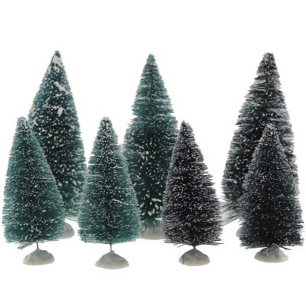 Mini Bottle Brush Christmas Tree: Green, 7 pieces 