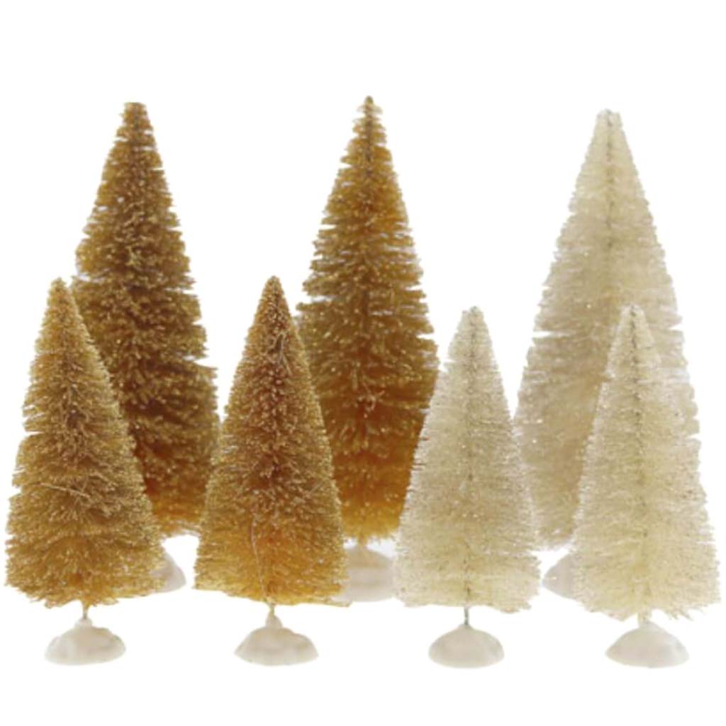 Mini Bottle Brush Christmas Tree: Ivory, 7 pieces 