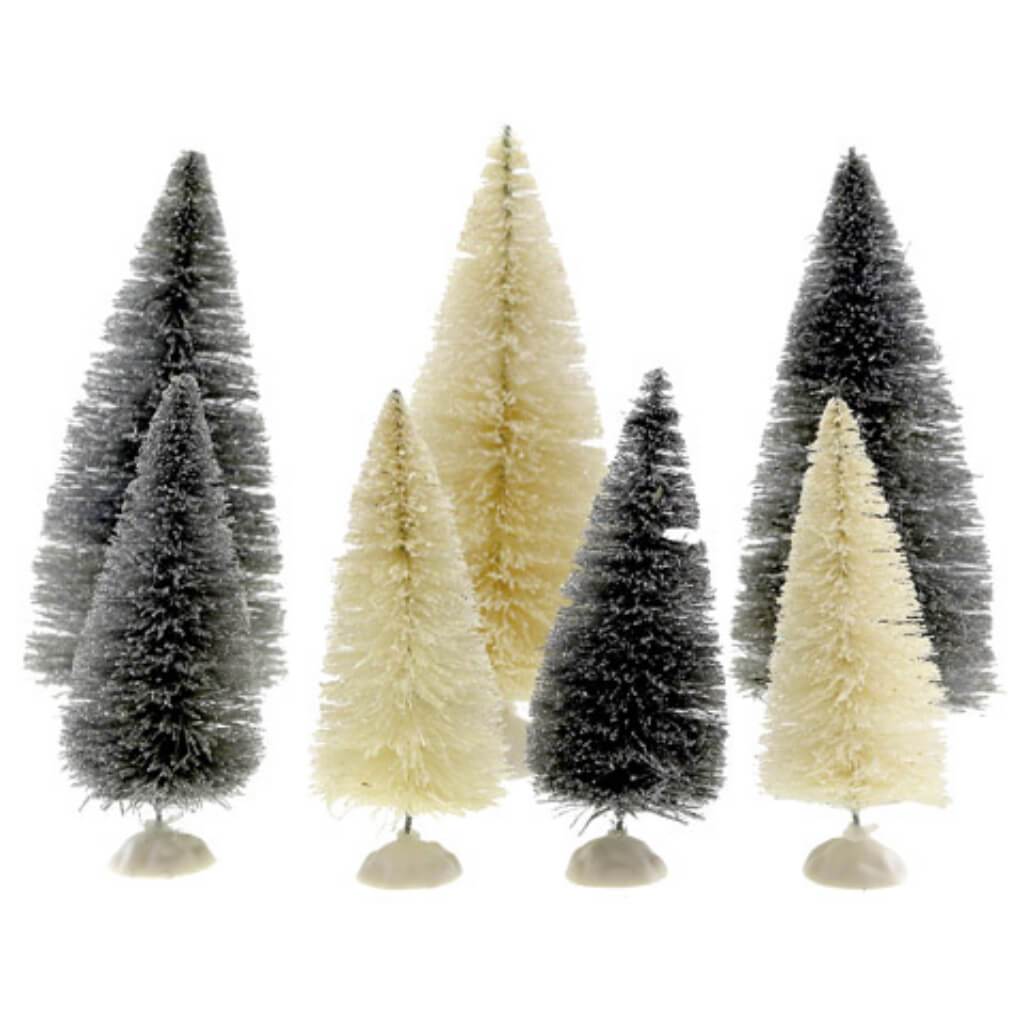 Mini Bottle Brush Christmas Tree: Cream, 7 pieces 