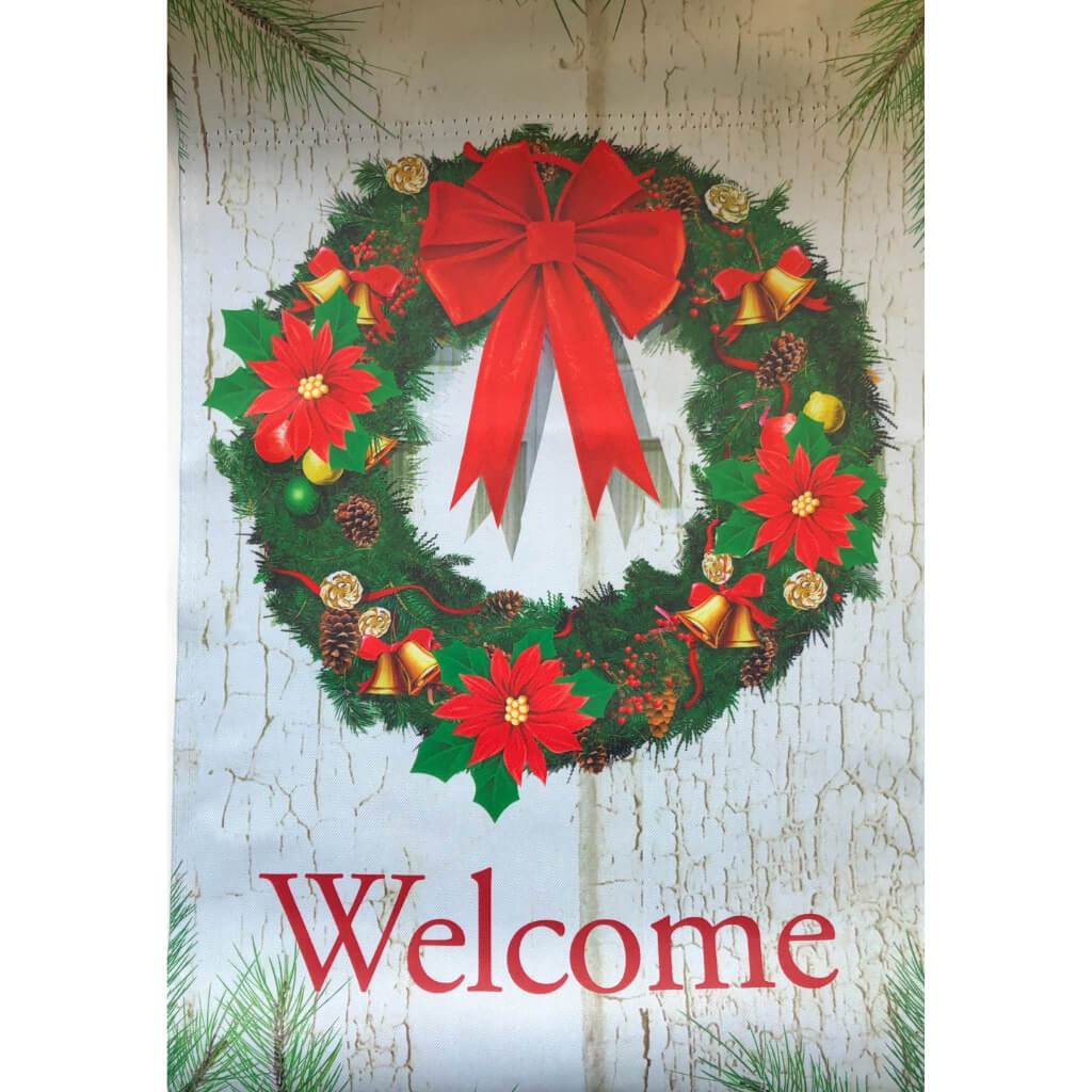 Christmas Wreath Garden Flag 