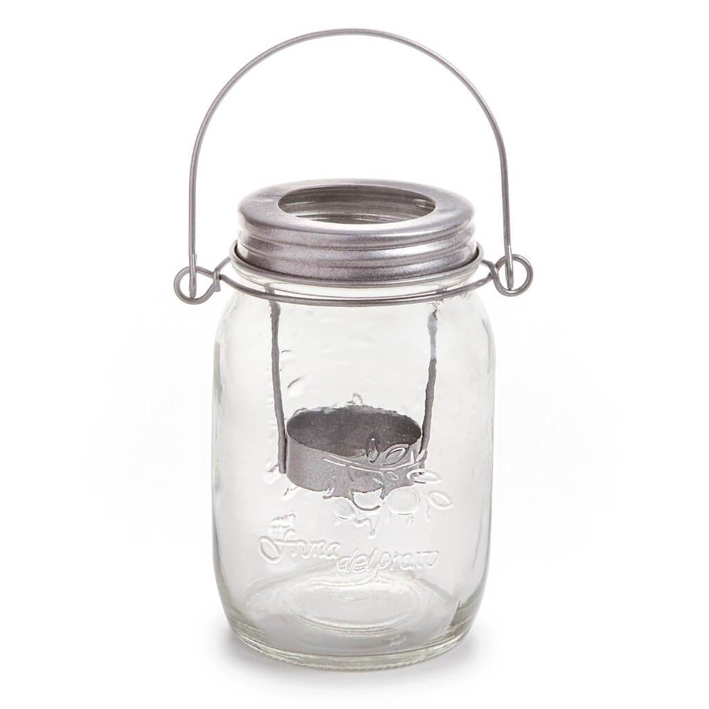 CNDL HLDR MASON JAR CLEAR LARGE 