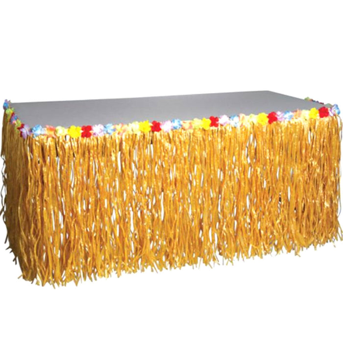 Luau Table Skirt With Flowers