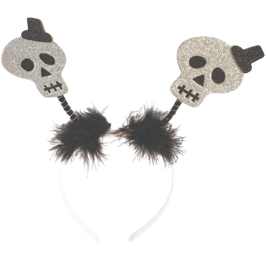 Headband Silver Glitter Skull