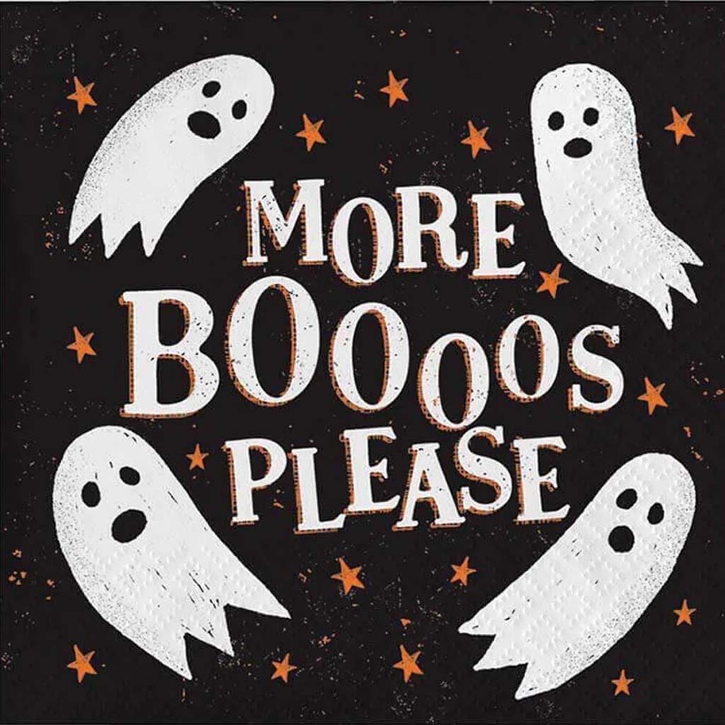 Halloween Happy Hour &quot;More Boooos Please&quot; Beverage Napkins 2Ply 16ct