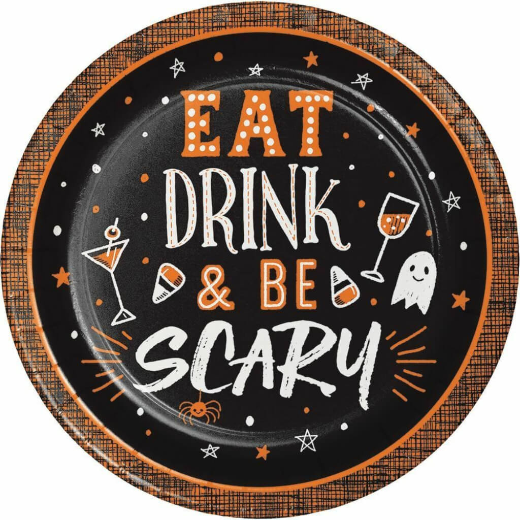 Eat Drink and Be Scary 7in Plate 8ct