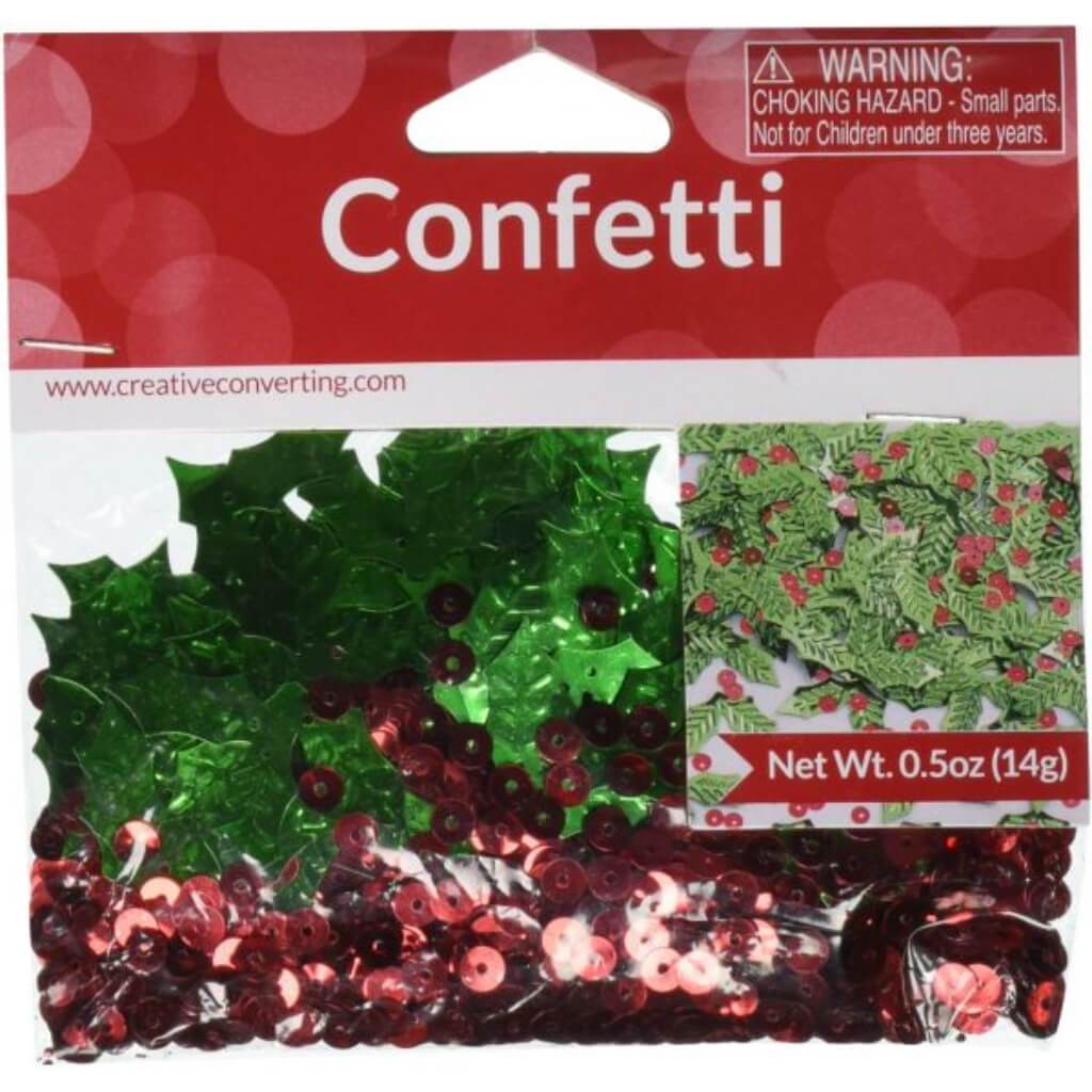 Holly and Berries Foil Confetti .5oz Christmas 