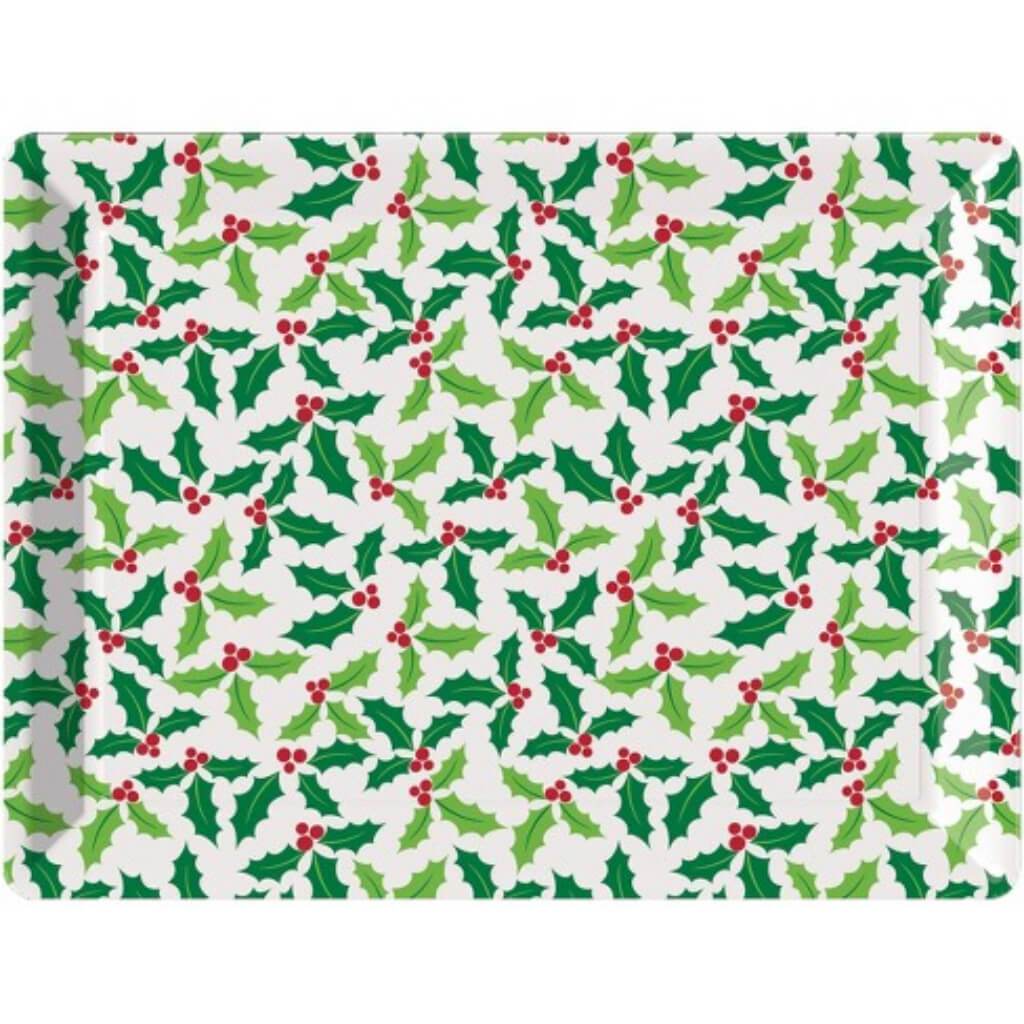 Plastic Holly Tray, 10in x 14in 