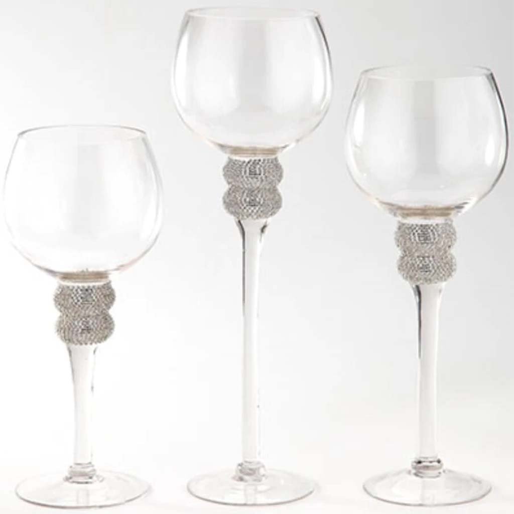 Glass Accessory Set of 3 H:12in/15.5in/19.5in D:5in 