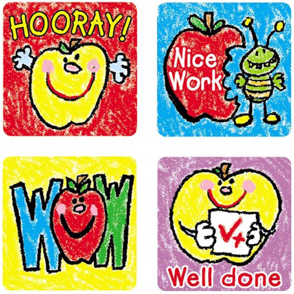 Apples Kid Drawn Motivational Stickers 