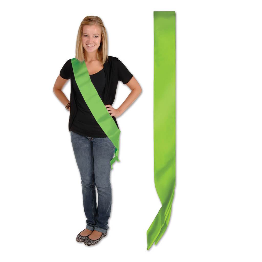 Satin Sash Lime Green