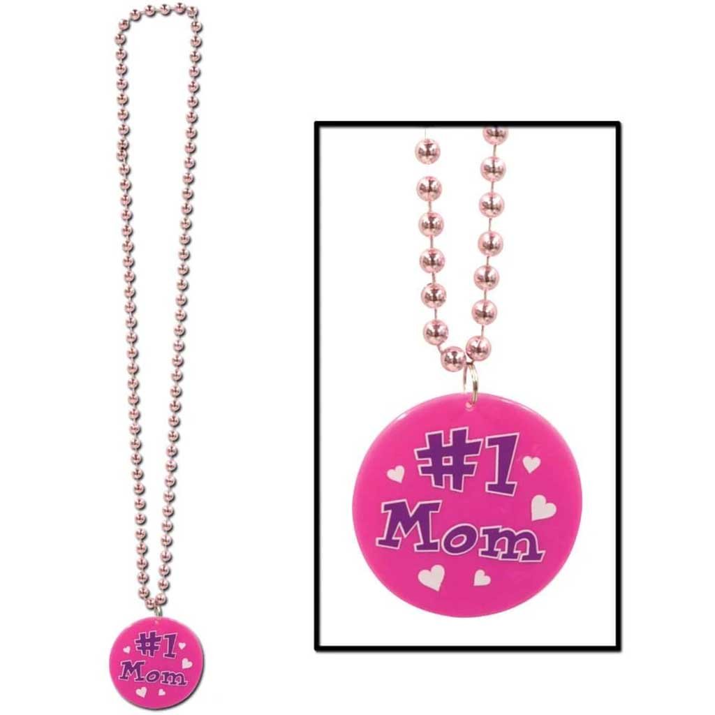 Beads with Printed 1 Mom Medallion