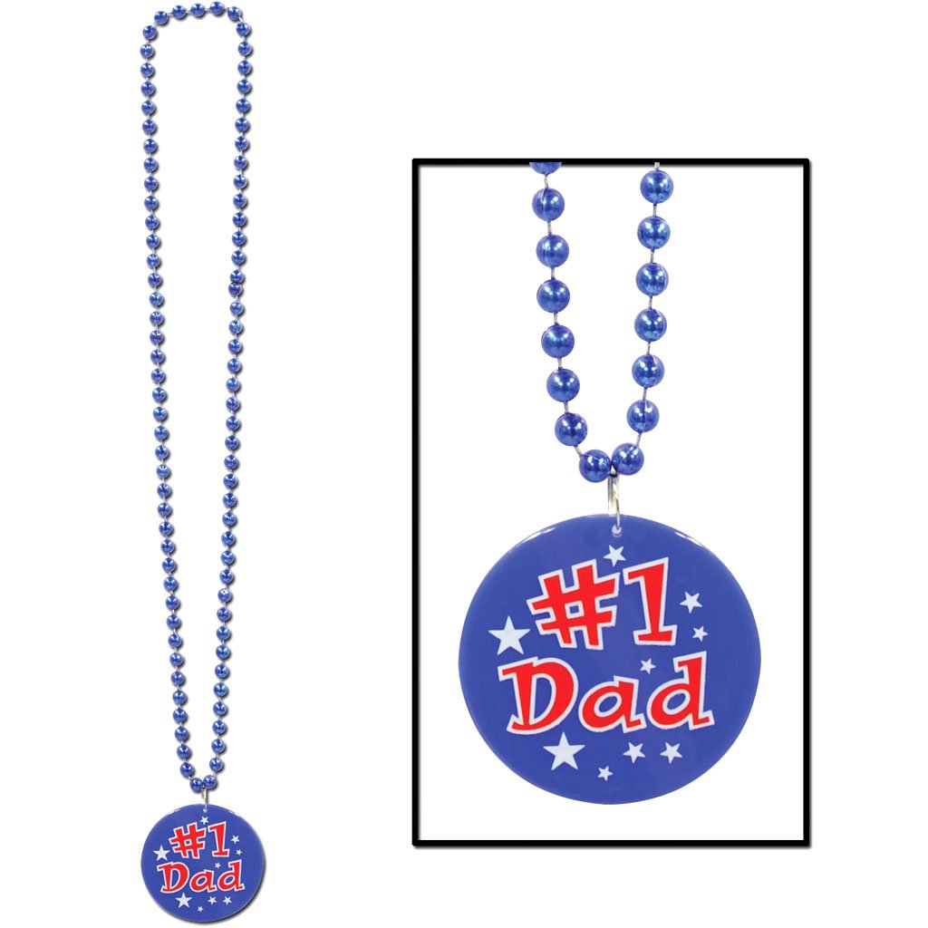 Beads with Printed 1 Dad Medallion