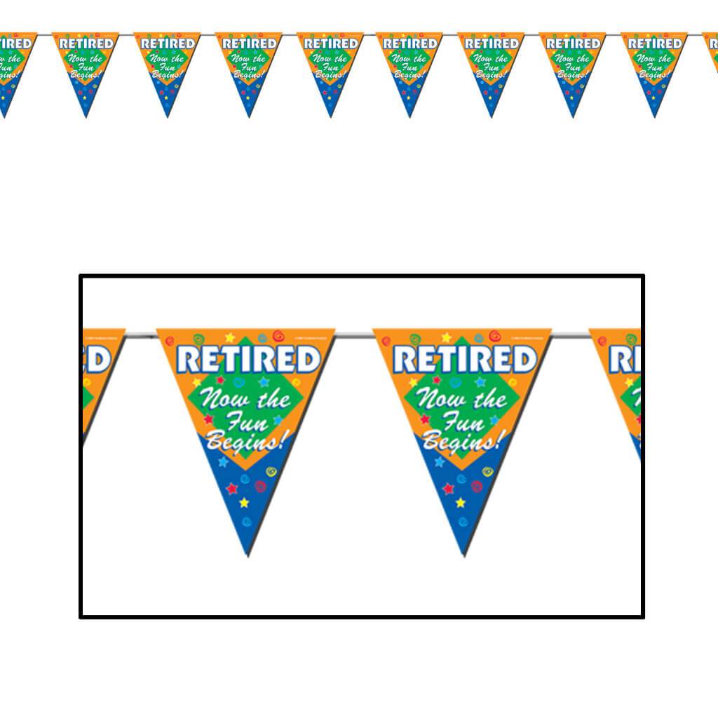 Retired The Fun Begins! Pennant Banner