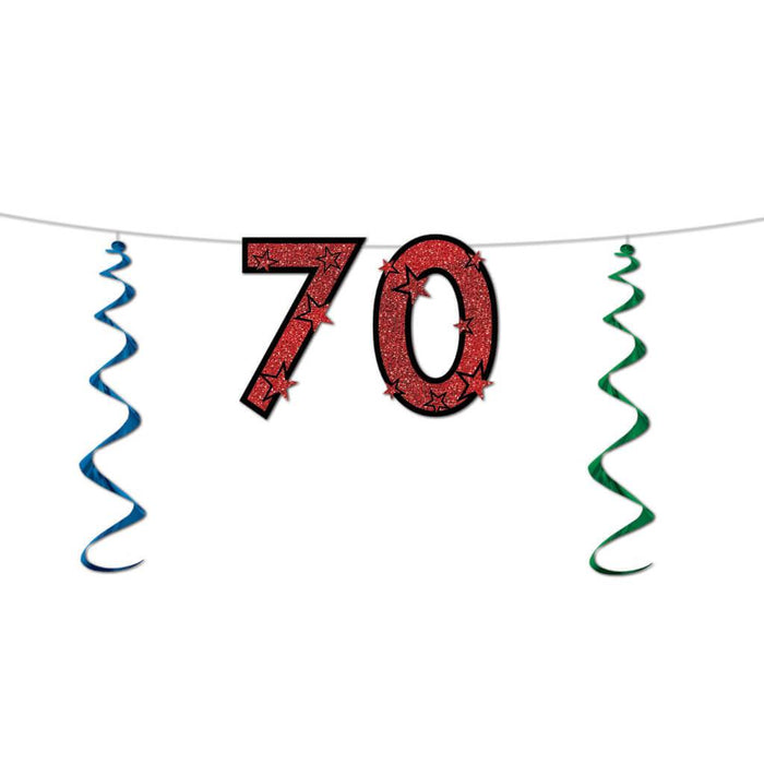 "70" Glittered Streamer 15in X 7ft