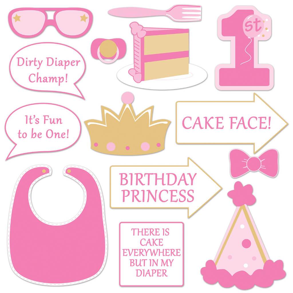 1st Birthday Photo Fun Signs Pink