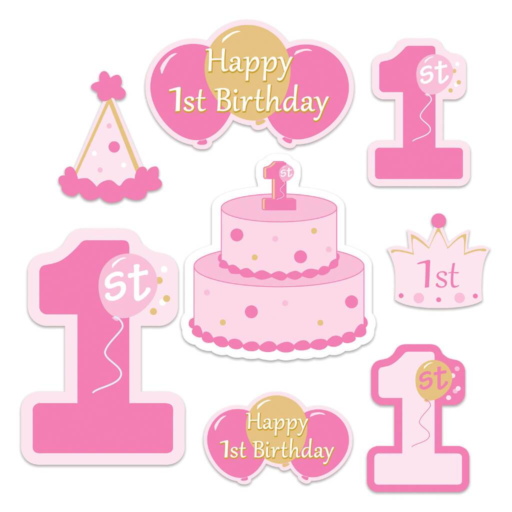 1st Birthday Cutouts Pink