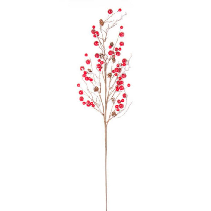 Berries & Pinecones Spray Frosted Brown Red 8 x 32 inches 