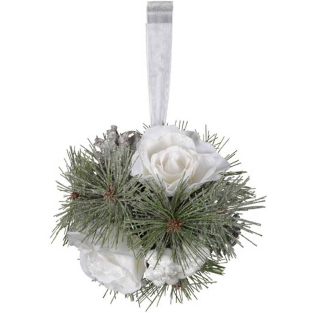 Rose Kissing Ball White 5in 