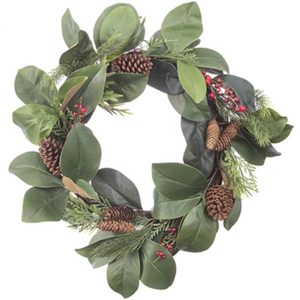 Magnolia Wreath With Berries 24 inches 