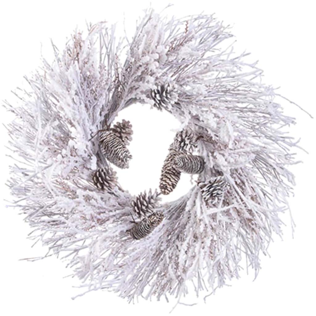 Dried Branch Snowcover Wreath 24In 