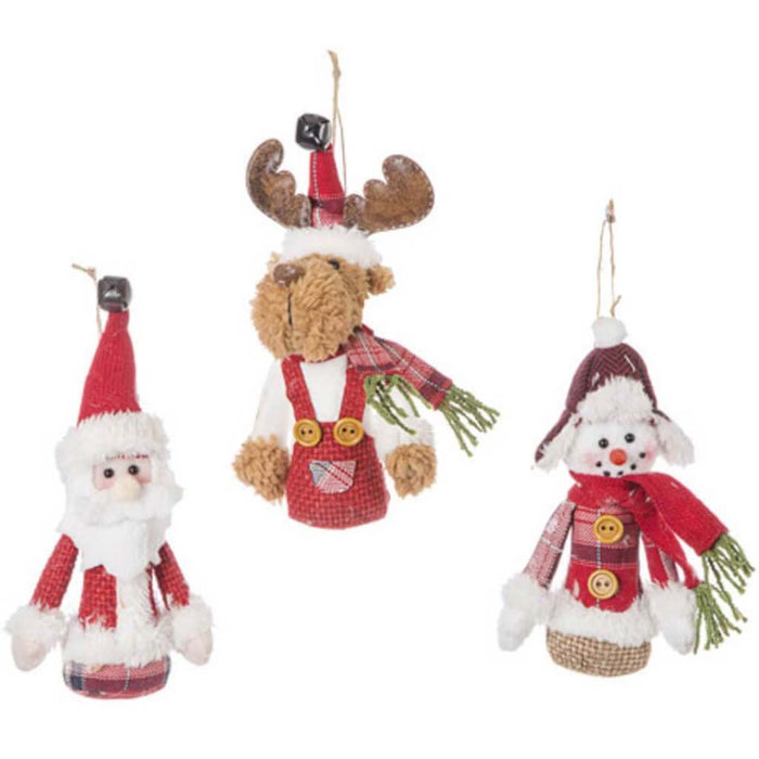 3.5X6.5Inch Fabric Santa Snowman Deer X 3 