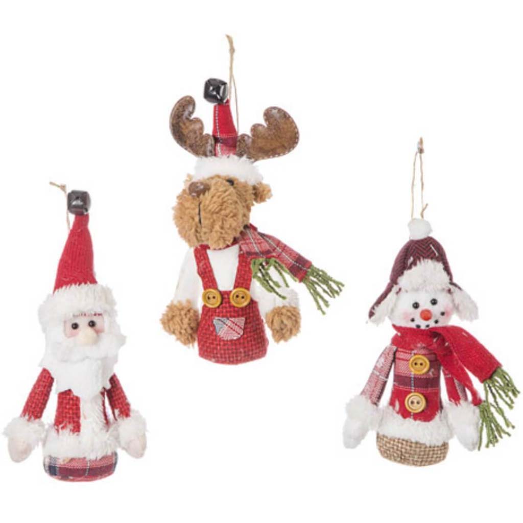 3.5X6.5Inch Fabric Santa Snowman Deer X 3 