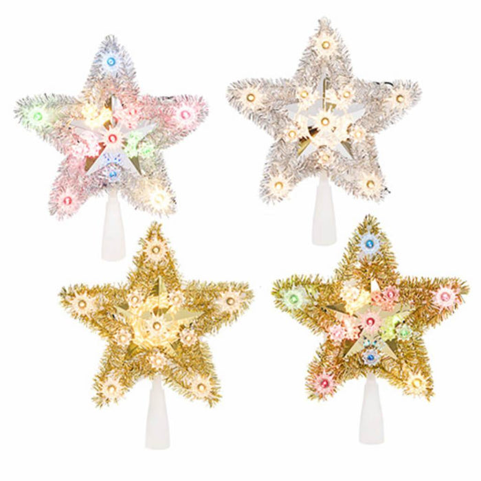 Tinsel Star Tree Topper 8.5in 