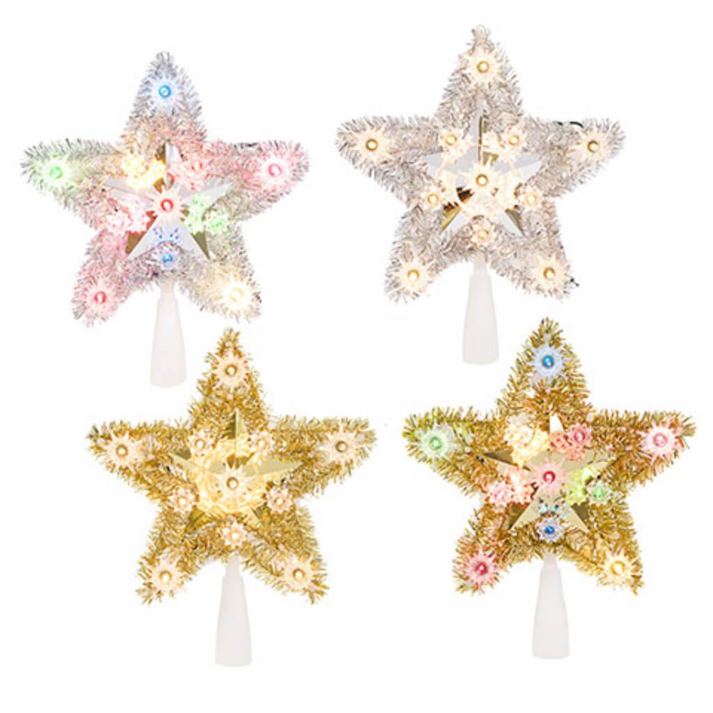 Tinsel Star Tree Topper 8.5in 