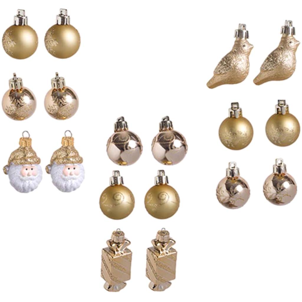 Plastic Balls Mini Ornaments Gold 30mm 6pcs 