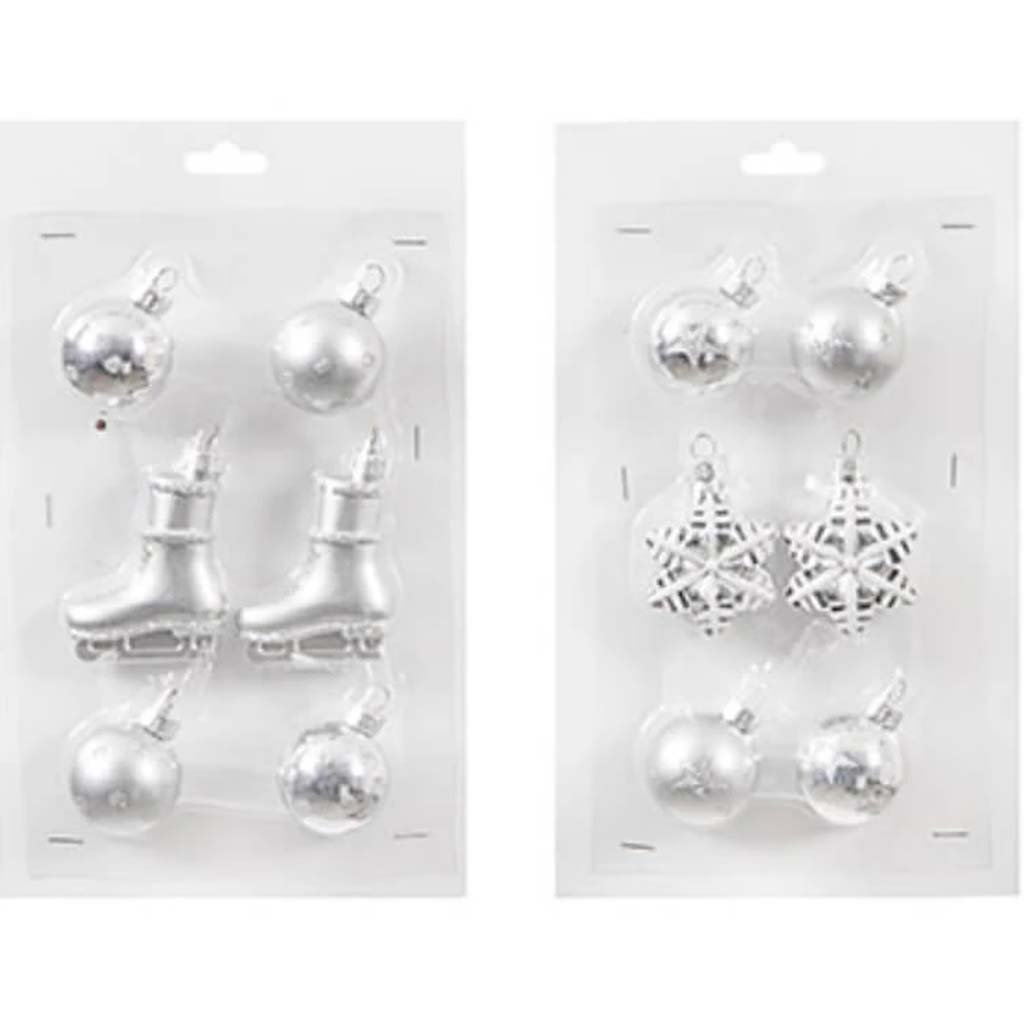 Plastic Balls Mini Ornaments Silver 30mm 6pcs 